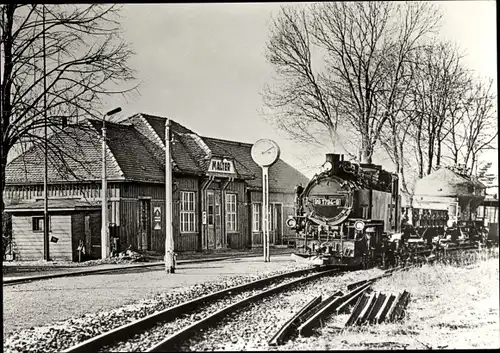 Ak Malter Dippoldiswalde, Bahnhof, Gleisseite, Dampflok
