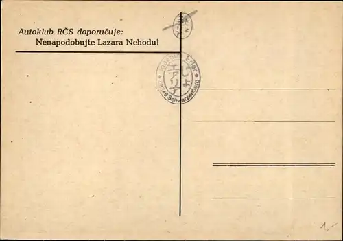 Künstler Ak Autoklub RCS doporucuje, Nenapodobujte Lazara Nehodul, Verkehrsunfall