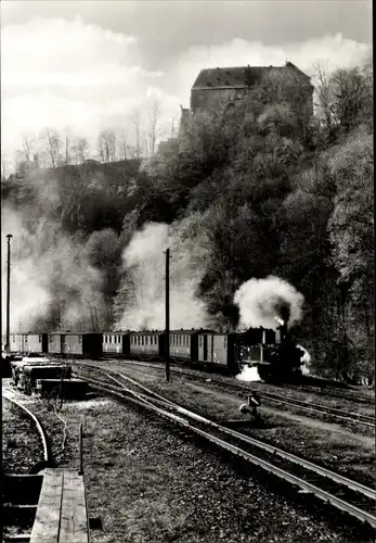 Ak Wolkenstein im Erzgebirge, Schmalspurbahn Wolkenstein-Jöhstadt, Tenderlokomotive 99 51 60, 1981