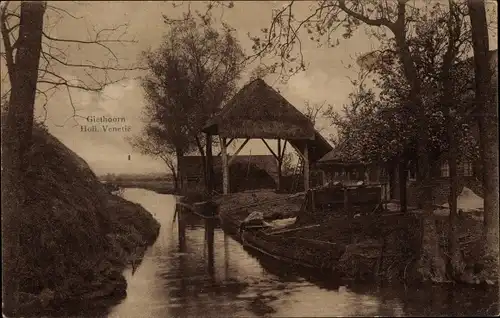 Ak Giethoorn Overijssel Niederlande, Holl. Venetie, Cafe 't Wapen van Giethoorn