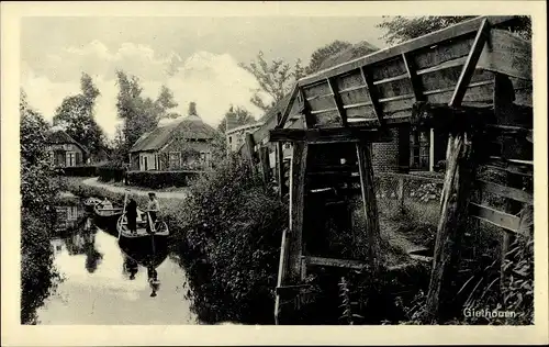 Ak Giethoorn Overijssel Niederlande, Holl. Venetie, Flusspartie