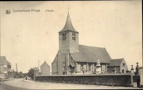 Ak Lombardsijde Lombartzyde Westflandern, L'Eglise, Village