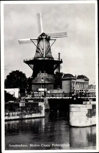 Ak Amsterdam Nordholland Niederlande, Molen Czaar Peterstraat