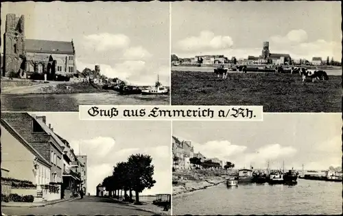 Ak Emmerich am Niederrhein, Blick auf den Ort, Straßenpartie, Ruine