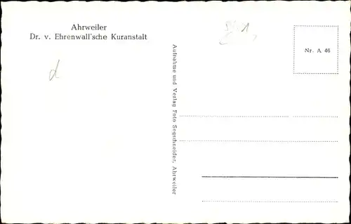 Ak Bad Neuenahr Ahrweiler in Rheinland Pfalz, Dr. von Ehrenwallsche Kuranstalt