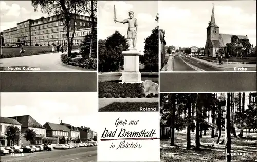 Ak Bad Bramstedt in Holstein, Neues Kurhaus, Roland, Kirche, Bleeck, Tiergehege