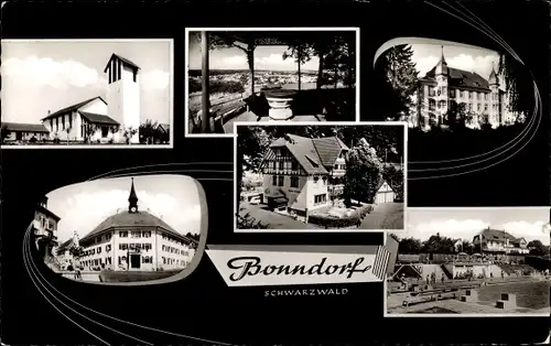 Ak Bonndorf im Schwarzwald, Kirche, Freibad, Teilansichten, Gasthaus