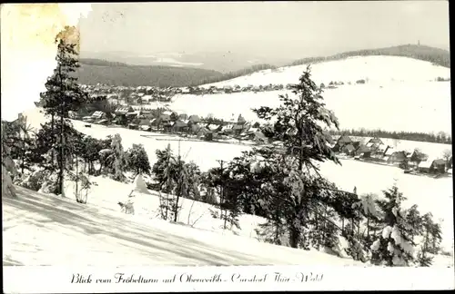 Ak Cursdorf in Thüringen, Blick vom Fröbelturm auf Oberweißbach, Winteransicht