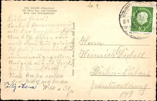 Ak Bad Grund im Harz, Blick vom Hübichenstein