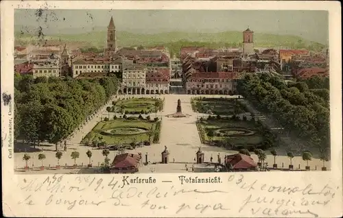 Ak Karlsruhe in Baden, Totalansicht,