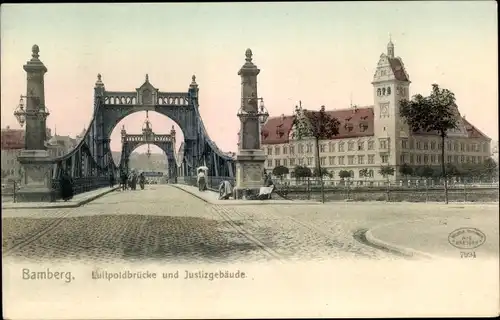 Ak Bamberg in Oberfranken, Luitpoldbrücke und Justizgebäude