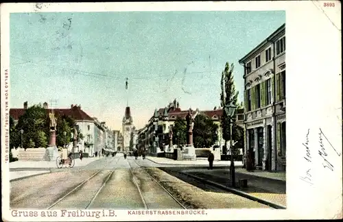 Ak Freiburg im Breisgau,  Kaiserstraßenbrücke