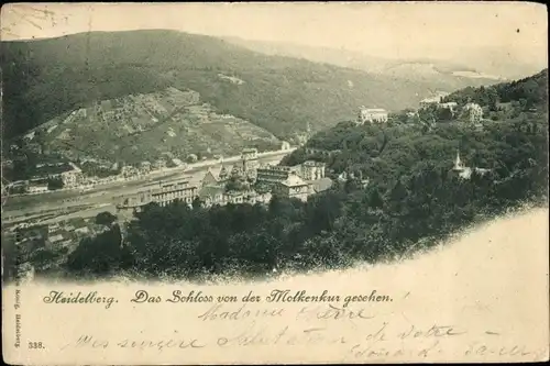 Ak Heidelberg am Neckar, das Schloß von der Molkenkur gesehen