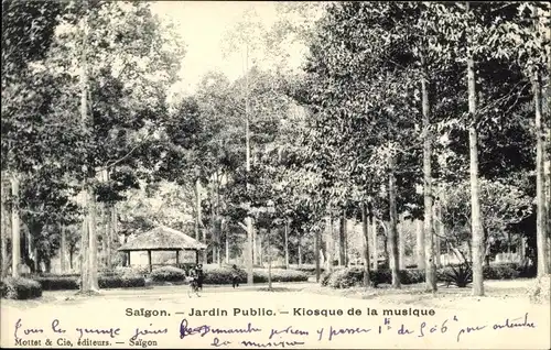 Ak Saigon Cochinchine Vietnam, Jardin Public, Kiosque de la musique