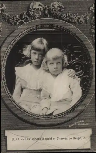 Passepartout Ak Les Princes Leopold et Charles de Belgique, Portrait