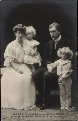 Ak König Albert I. von Belgien, Königin Elisabeth Gabriele von Belgien, Prinz Leopold, Charles