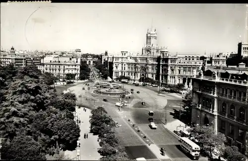 Ak Madrid Spanien, Cibeles y Palacio de Comunicaciones