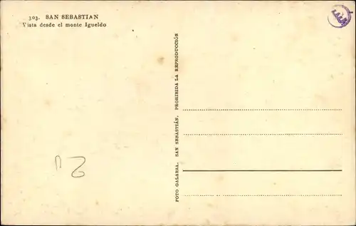 Ak Donostia San Sebastian Baskenland, Vista desde el Monte Igueldo