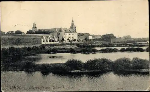 Ak Kostrzyn nad Odrą Cüstrin Ostbrandenburg, Schlosskaserne, Oderpartie