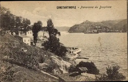 Ak Konstantinopel Istanbul Türkei, Panoramablick auf den Bosporus, Küstenpartie