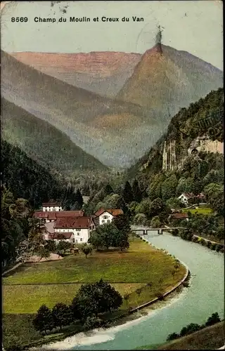 Ak Champ du Moulin Kanton Jura, Creux du Van, Teilansicht