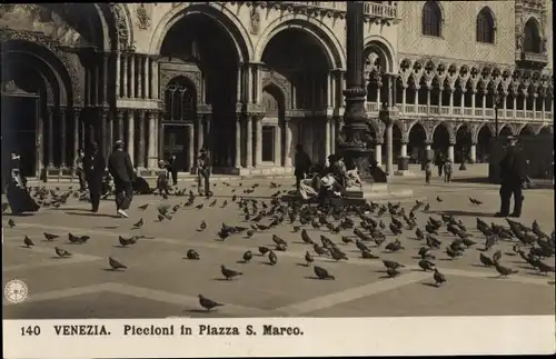 Ak Venezia Veneto, Piccioni in Piazza S. Marco