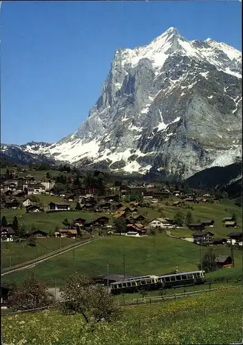 Ak Grindelwald Kanton Bern, Wetterhorn, Ort, Bahn