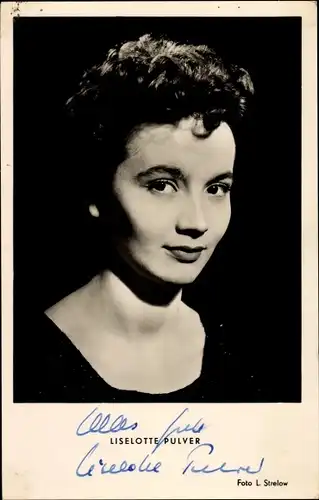 Ak Schauspielerin Liselotte Pulver, Portrait, Autogramm