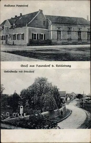 Ak Naundorf bei Reideburg Dölbau im Saalekreis, Gasthaus Naundorf, Grünstraße, Friedhof