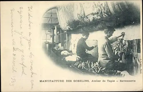 Ak Paris XIII Gobelins, Manufacture des Gobelins, Atelier de Tapis, Savonnerie