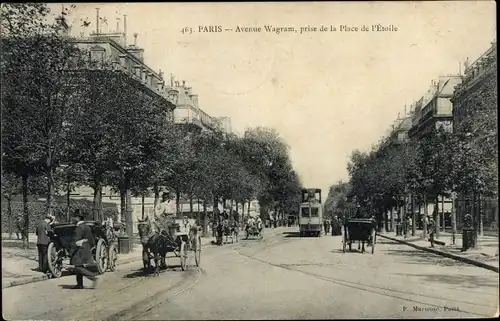 Ak Paris VIII, Avenue de Wagram, prise de la Place de L'Etoile