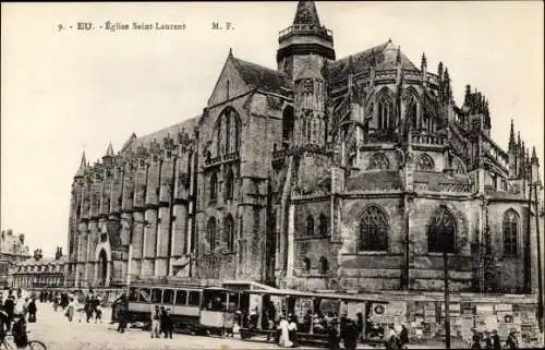 Ak Eu Seine Maritime, Eglise Saint Laurent