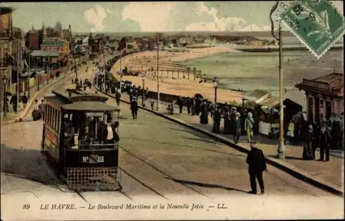 Ak Le Havre Seine Maritime, Boulevard Maritime et la Nouvelle Jetée