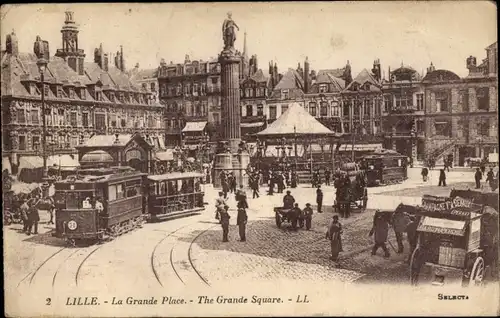 Ak Lille Nord, La Grand Place, Straßenbahnen
