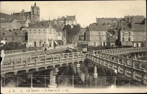 Ak Le Mans Sarthe, Le Pont en X, Straßenbahn