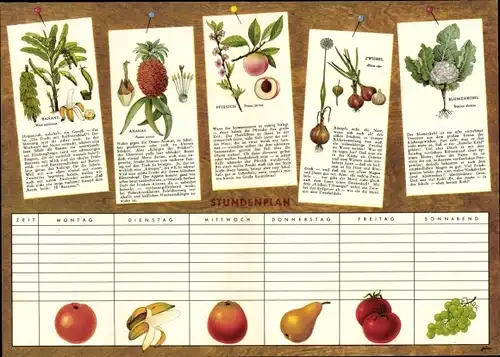 Stundenplan Esst mehr Früchte - und Ihr bleibt gesund - Obst und Früchte um 1970