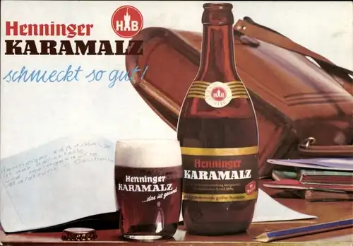 Stundenplan Henninger HAB Karamalz, Malzbier, gesund für die ganze Familie Flasche um 1970
