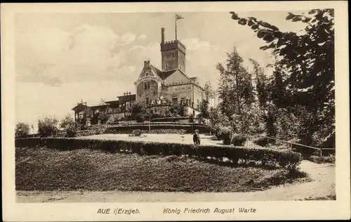 Ak Aue im Erzgebirge Sachsen, Blick auf die König Friedrich August Warte