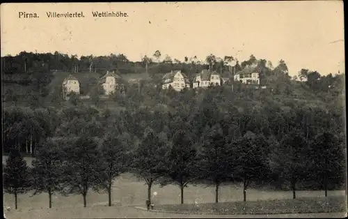 Ak Pirna an der Elbe, Villenviertel, Wettinhöhe