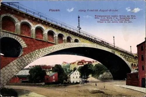 Ak Plauen im Vogtland, König Friedrich August Brücke