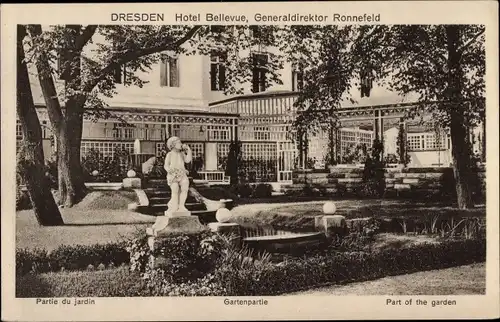 Ak Dresden, Hotel Bellevue, Gartenpartie, Generaldirektor Ronnefeld