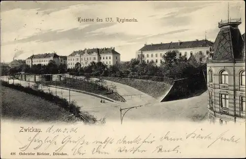 Ak Zwickau in Sachsen, Kaserne des 133. Regiments
