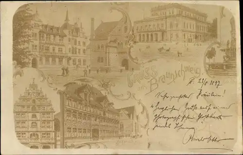 Ak Braunschweig in Niedersachsen, Denkmal, Rathaus, Hofbrauhaus