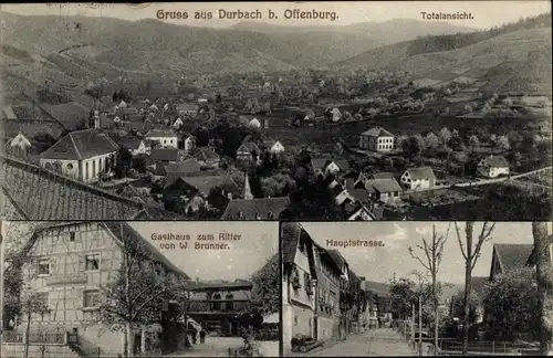 Ak Durbach in Baden, Gesamtansicht, Gasthaus zum Ritter, Hauptstraße