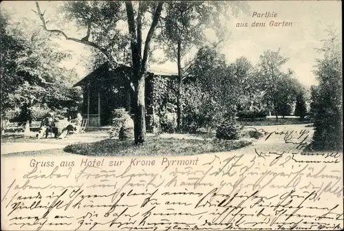 Ak Bad Pyrmont in Niedersachsen, Hotel zur Krone, Garten