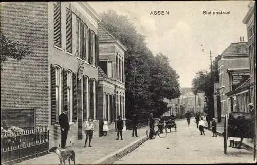 Ak Assen Drenthe Niederlande, Stationstraat