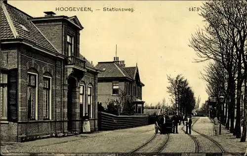 Ak Hoogeveen Drenthe, Stationsweg