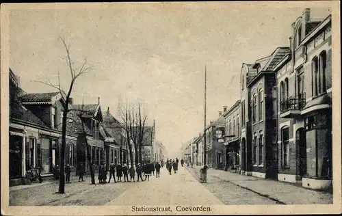 Ak Coevorden Drenthe Niederlande, Stationstraat