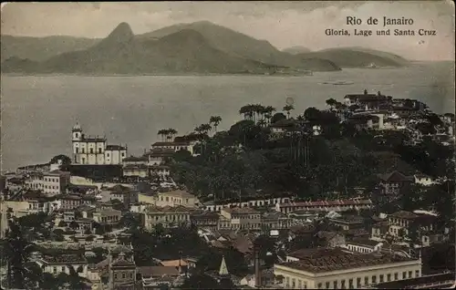 Ak Rio de Janeiro Brasilien, Gloria, Lage, Santa Cruz