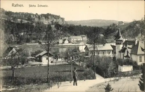 Ak Rathen an der Elbe Sächsische Schweiz, Ortsansicht